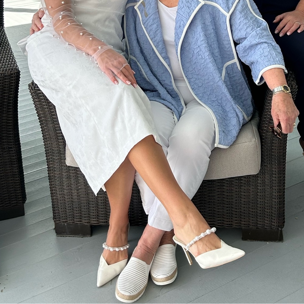 Dolce Vita White Heels with Pearl Detail